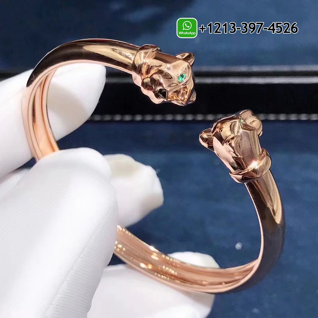 Custom Made Best Quality 1:1 Cartier Panthere de Cartier Tsavorite Onyx Pure 18K Rose Gold Open Cuff Bracelet - High Quality 18k Gold and Diamond Luxury Distinctive Collection Designer Jewelry Customized Factory Price Oy2crtg2vzh