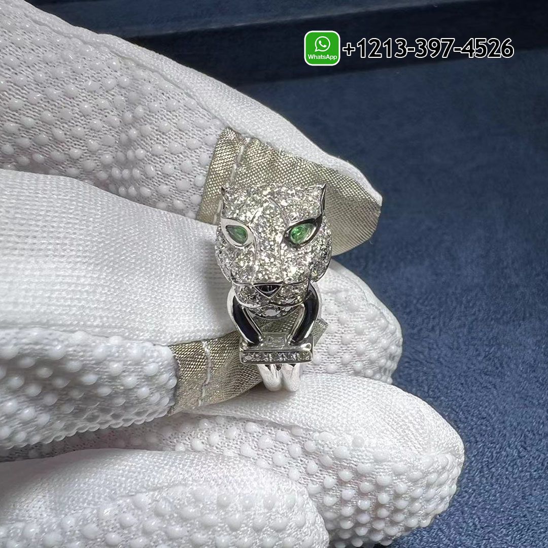 Custom Made Cartier Panthère De Cartier, White Gold, Emeralds, Onyx Ring - High Quality 18k Gold and Diamond Luxury Distinctive Collection Designer Jewelry Customized Factory Price Oz5fqhgcd3d