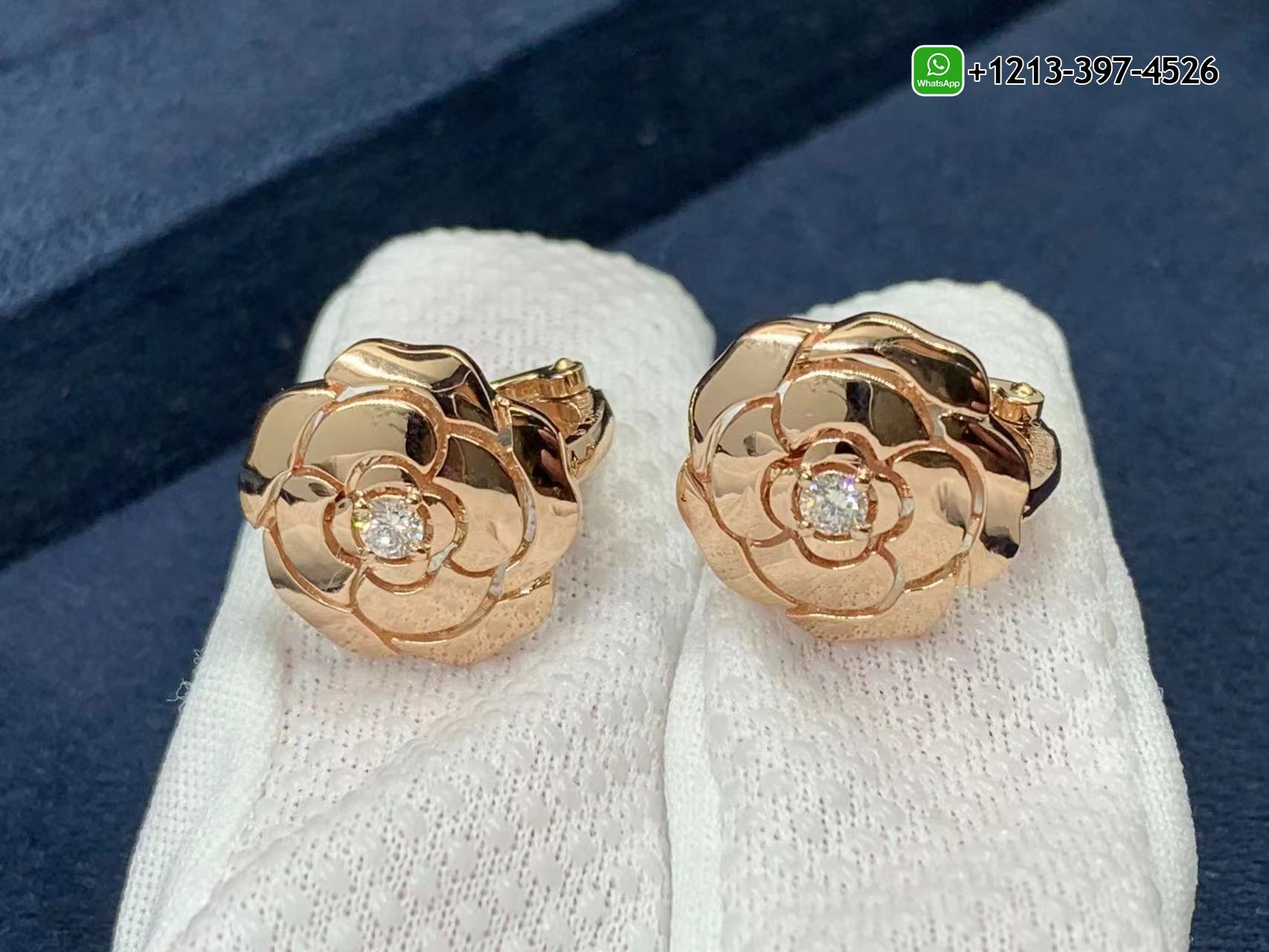 ozeebisw4be Best Sellers 1:1 Quality Cheap Chanel 18k Rose Gold & Diamond Extrait De Camélia Earrings - High Quality 18k Gold and Diamond Luxury Distinctive Collection Designer Jewelry Customized Factory Price - Image 5