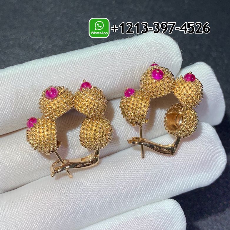 p04gd22g3ke Custom Made Best Sellers Quality 1:1 Cartier 18K Pink Gold and Spinel Cactus de Cartier Earrings - High Quality 18k Gold and Diamond Luxury Distinctive Collection Designer Jewelry Customized Factory Price - Image 3