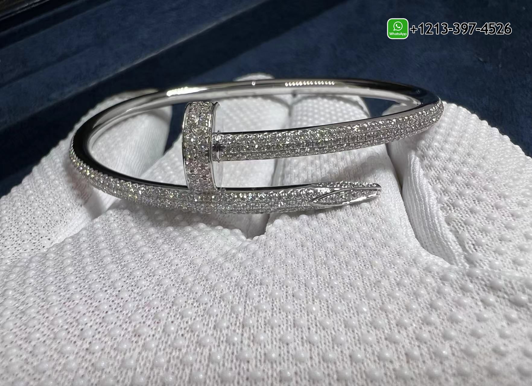 p13ktsgb1hn Replica Cartier Juste Un Clou Diamond Paved 18k White Gold Classic Bracelet - High Quality 18k Gold and Diamond Luxury Distinctive Collection Designer Jewelry Customized Factory Price - Image 3