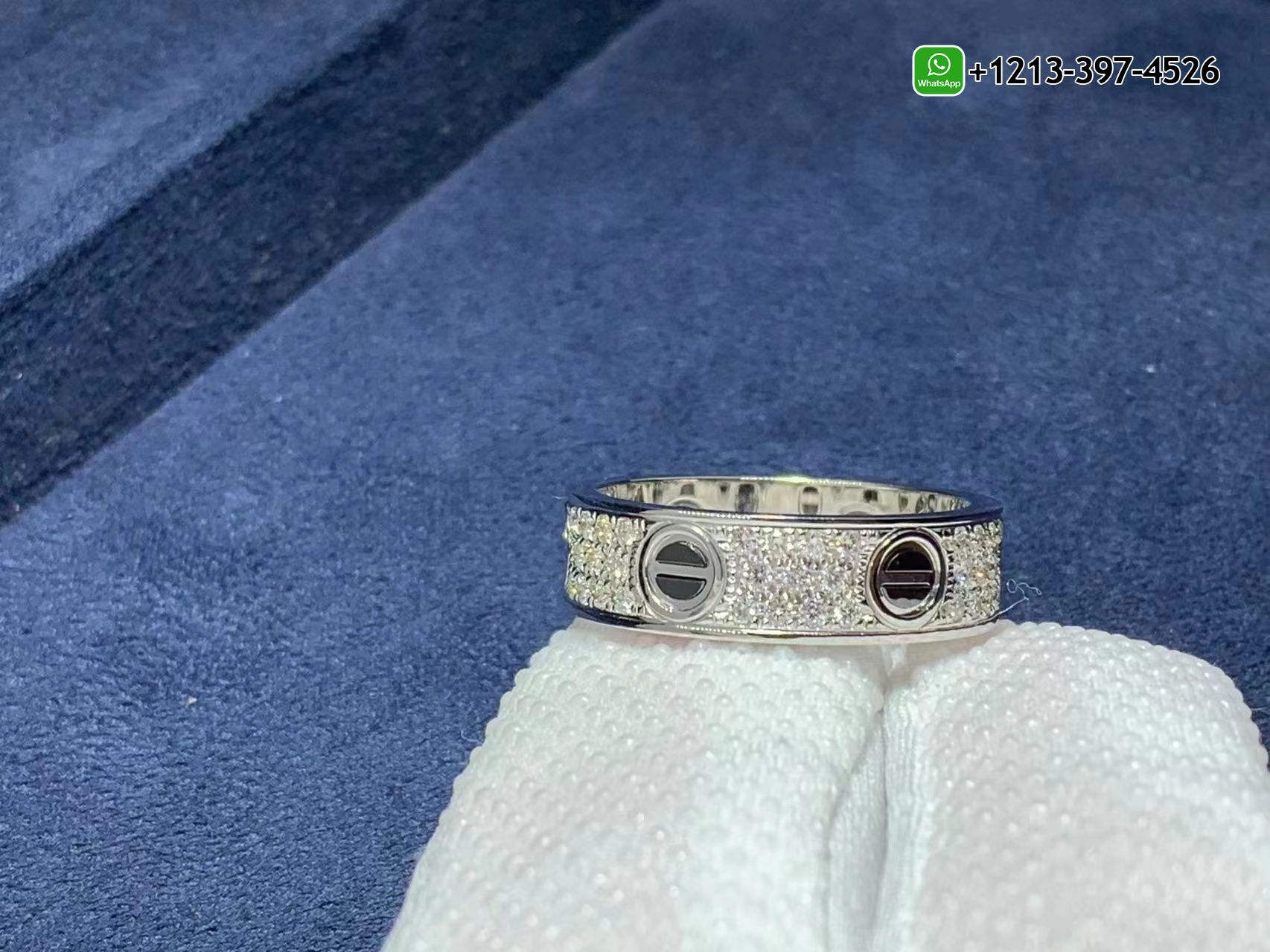 p2niqzcfla2 Custom Made Best Quality 1:1 Cartier Love Diamond Paved Black Ceramic 18k White Gold 6.5MM Band Ring - High Quality 18k Gold and Diamond Luxury Distinctive Collection Designer Jewelry Customized Factory Price - Image 6