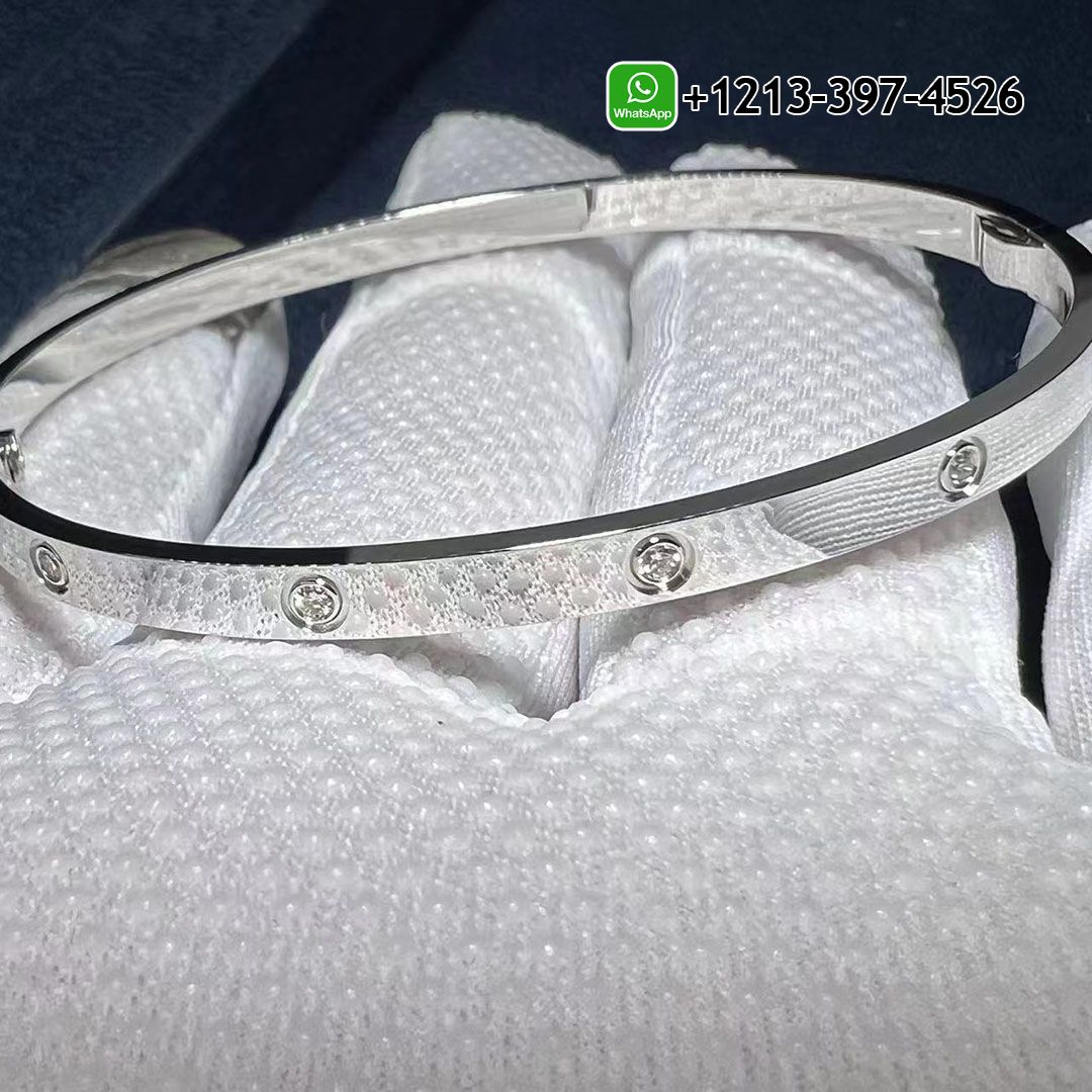 Custom Made Cartier Love 18K White Gold 10 Diamond Small Model Bracelet - High Quality 18k Gold and Diamond Luxury Distinctive Collection Designer Jewelry Customized Factory Price Pe5dkdzlifp