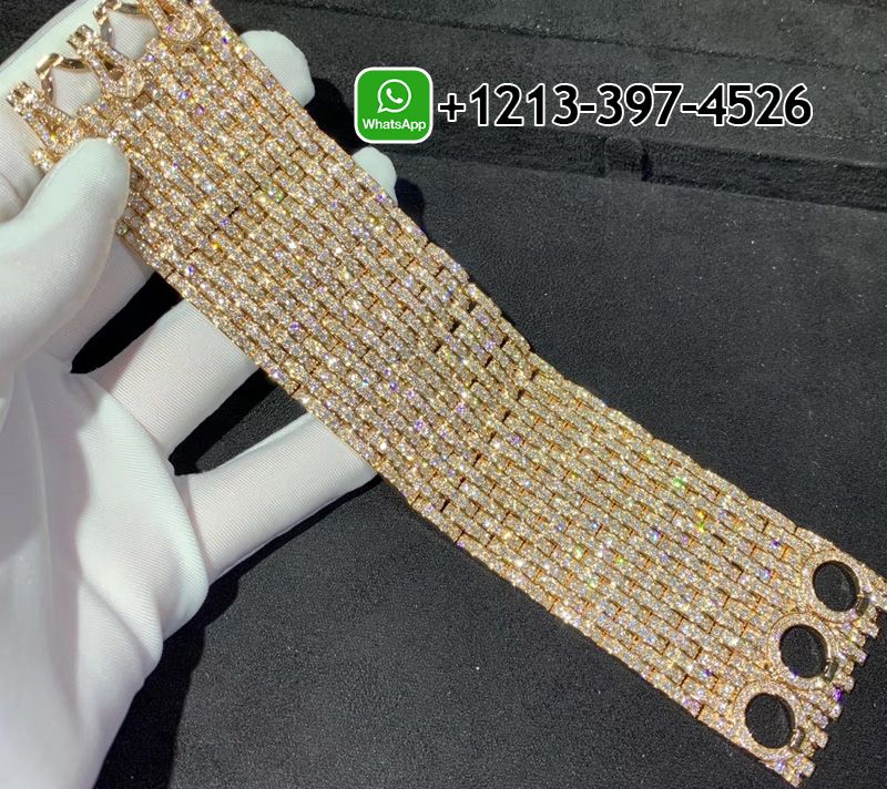 pfad0jkaths Custom Made Best Quality 1:1 Copy Cartier 18k Rose Gold Full Pave Diamonds Agrafe High Jewellery Cuff Bracelet - High Quality 18k Gold and Diamond Luxury Distinctive Collection Designer Jewelry Customized Factory Price - Image 4