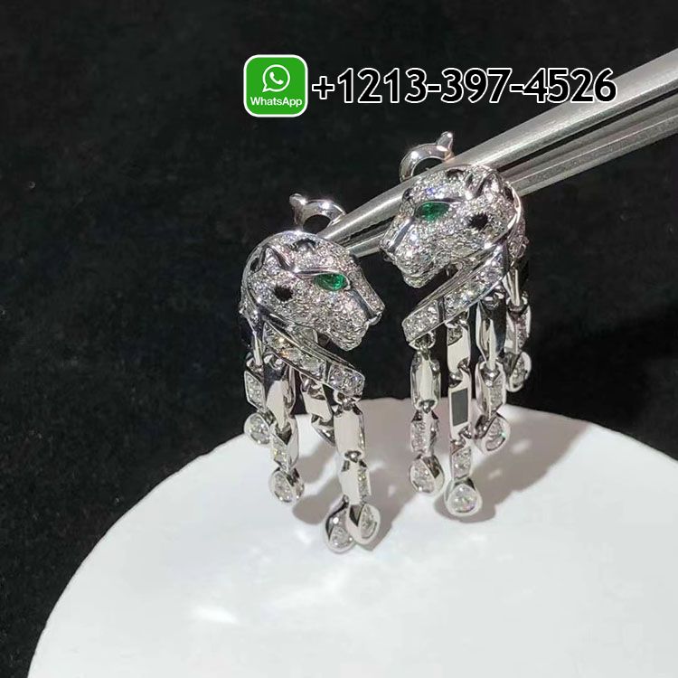pipmjx5ekx2 Custom Made Best Quality 1:1 Cartier 18k White Gold Diamond & Onyx Panthere de Cartier Earrings - High Quality 18k Gold and Diamond Luxury Distinctive Collection Designer Jewelry Customized Factory Price - Image 3