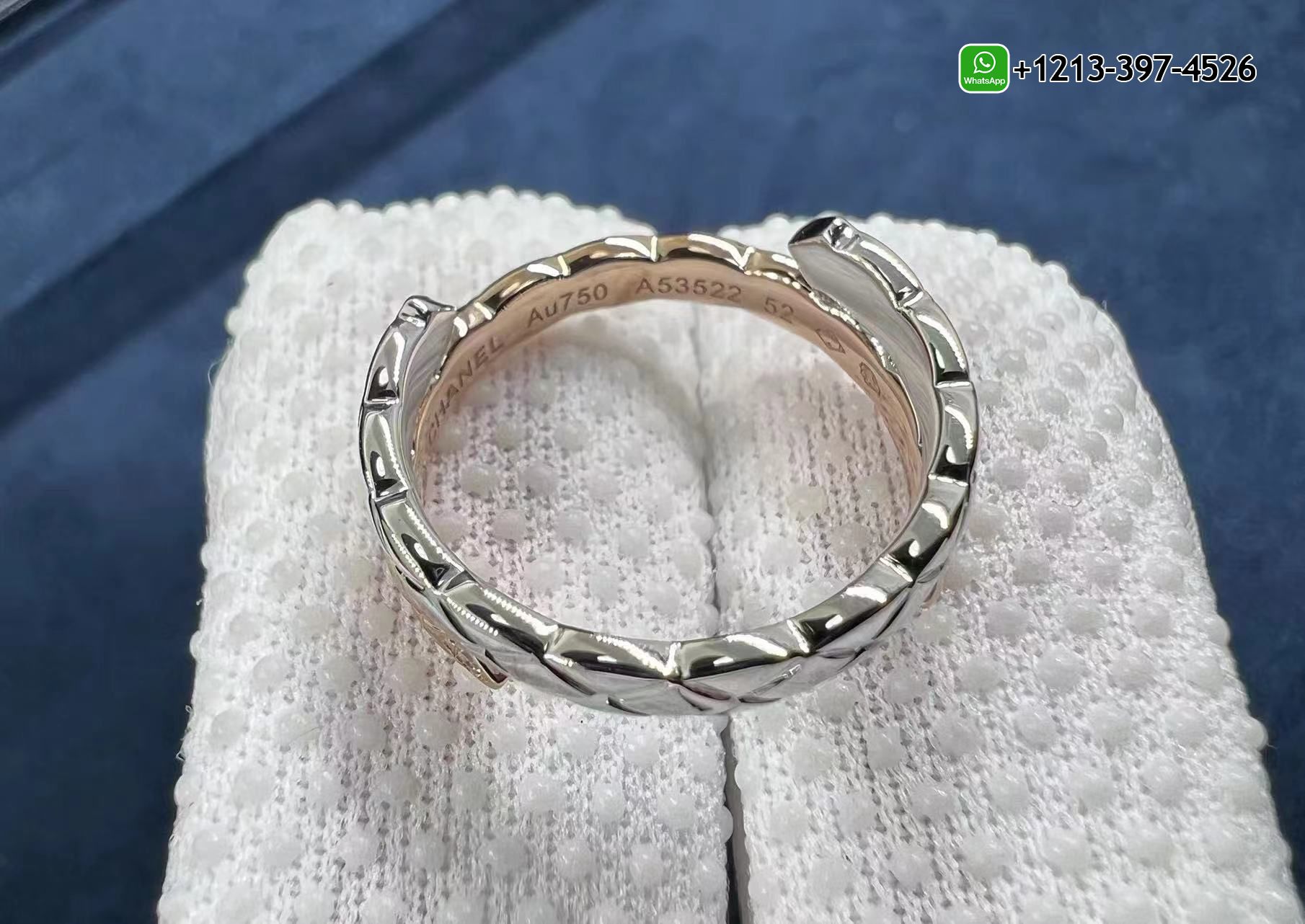 pndaesr3s4o Custom Made Best Sellers Quality 1:1 Copy Chanel Coco Crush Toi Et Moi Ring Quilted Motif, Small Version, 18k White and Beige Gold, Diamonds - High Quality 18k Gold and Diamond Luxury Distinctive Collection Designer Jewelry Customized Factory Price - Image 5
