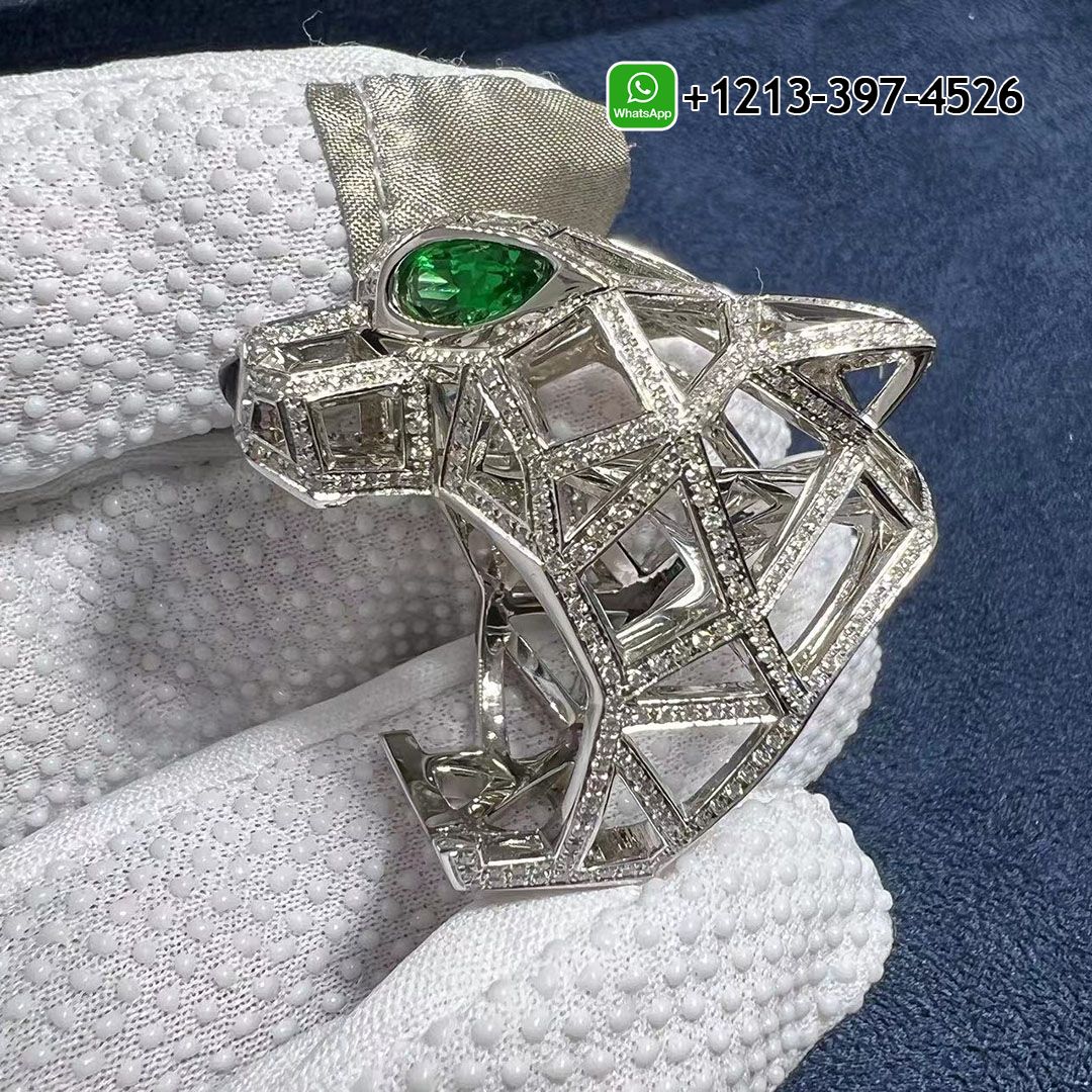 Cheap Real 18k Gold Custom Made Panthere De Cartier 18K White Gold Emeralds Onyx Diamond-Pave Ring - High Quality 18k Gold and Diamond Luxury Distinctive Collection Designer Jewelry Customized Factory Price Po3r4tfqizv