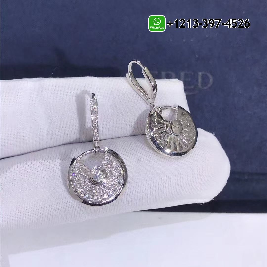 prddok4n5jb Custom Made Best Sellers Quality 1:1 Cartier Amulette 18K White Gold and Diamond De Cartier Earrings - High Quality 18k Gold and Diamond Luxury Distinctive Collection Designer Jewelry Customized Factory Price - Image 3