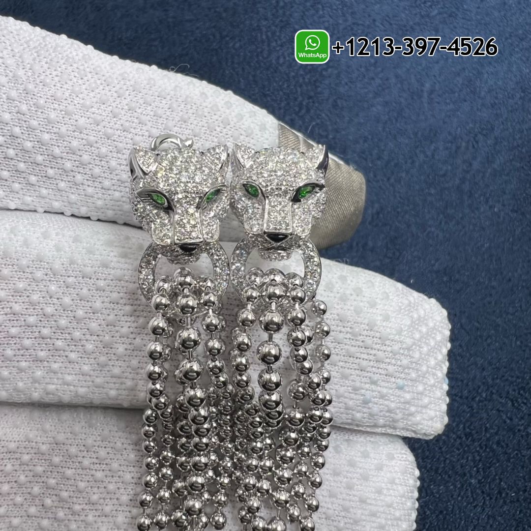 psguxx4shjn Custom Made Best Quality 1:1 Cartier 18K White Gold 1.48ct Diamond Panthere de Cartier Tassel Earrings - High Quality 18k Gold and Diamond Luxury Distinctive Collection Designer Jewelry Customized Factory Price - Image 2