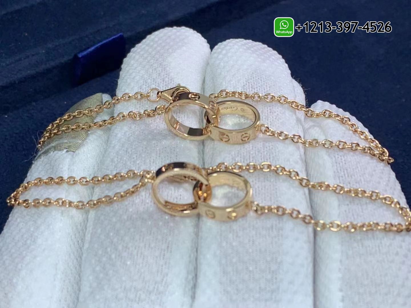 q4brrel4tpu Custom Made Best Quality 1:1 Cartier 18k Rose Gold Love 2 Hoops Gold Chain Bracelet - High Quality 18k Gold and Diamond Luxury Distinctive Collection Designer Jewelry Customized Factory Price - Image 4
