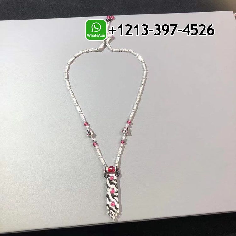 q4niaxpmneq Custom Made Best Quality 1:1 Cartier Beautés du Monde 18k White Gold 9.21ct Diamonds, Rubellites, Onyx High Jewelry Necklace - High Quality 18k Gold and Diamond Luxury Distinctive Collection Designer Jewelry Customized Factory Price - Image 7