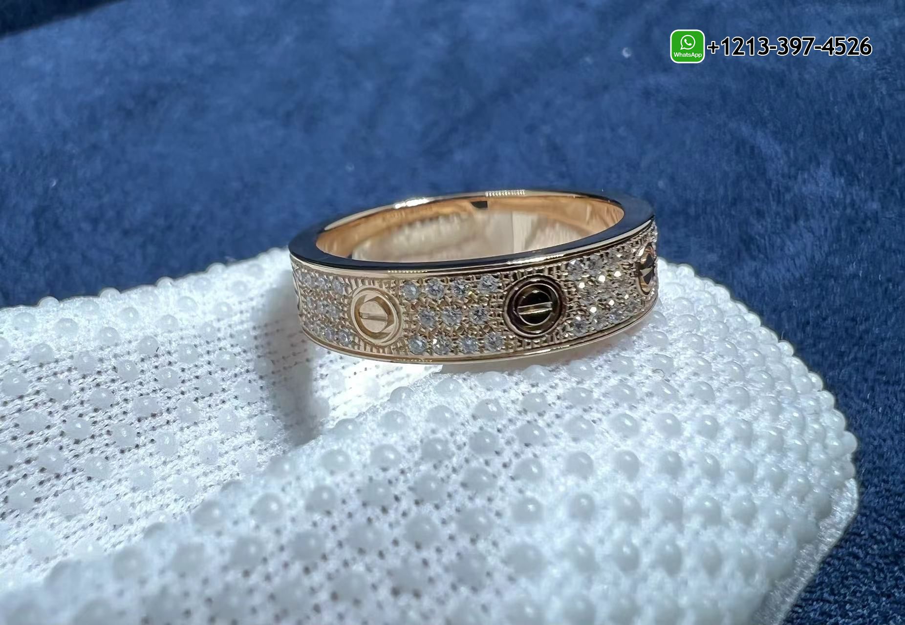 q4txc25ywum Custom Made Cartier 18k Rose Gold Diamond Paved Love Wedding Band Ring Replica - High Quality 18k Gold and Diamond Luxury Distinctive Collection Designer Jewelry Customized Factory Price - Image 3