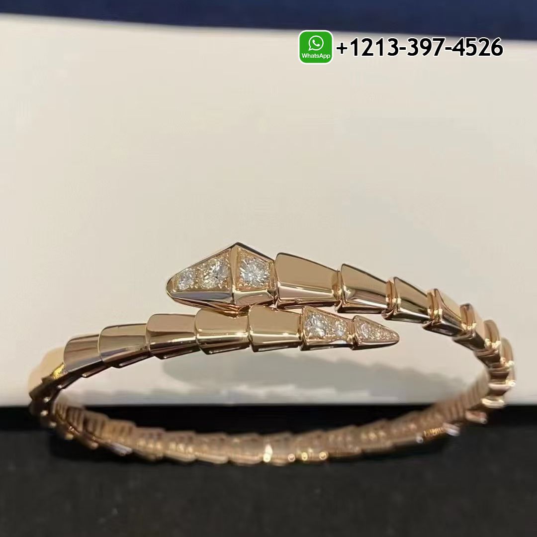 q5usklvakdo Custom Made Best Sellers Quality 1:1 Bvlgari 18k Rose Gold Serpenti Viper Diamond One-coil Slim Bracelet - High Quality 18k Gold and Diamond Luxury Distinctive Collection Designer Jewelry Customized Factory Price - Image 4