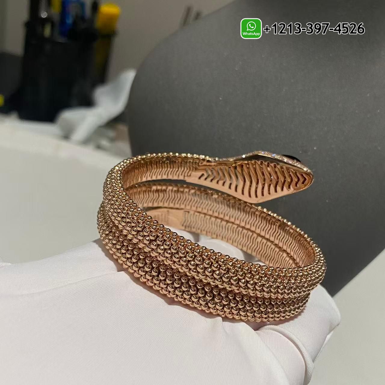 qanq00olpvw Bvlgari 18K Rose Gold Serpenti Diamond & Black Onyx Snake Double Circle Bracelet for sale - High Quality 18k Gold and Diamond Luxury Distinctive Collection Designer Jewelry Customized Factory Price - Image 5