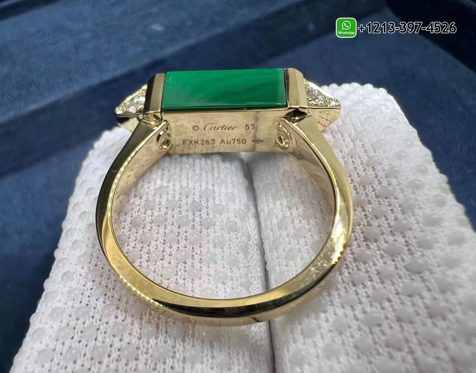 qcgxllby1kk Best Sellers 1:1 Quality Cheap Custom Made Cartier 18K Yellow Gold Diamond & Malachite Les Berlingots de Cartier Ring - High Quality 18k Gold and Diamond Luxury Distinctive Collection Designer Jewelry Customized Factory Price - Image 3