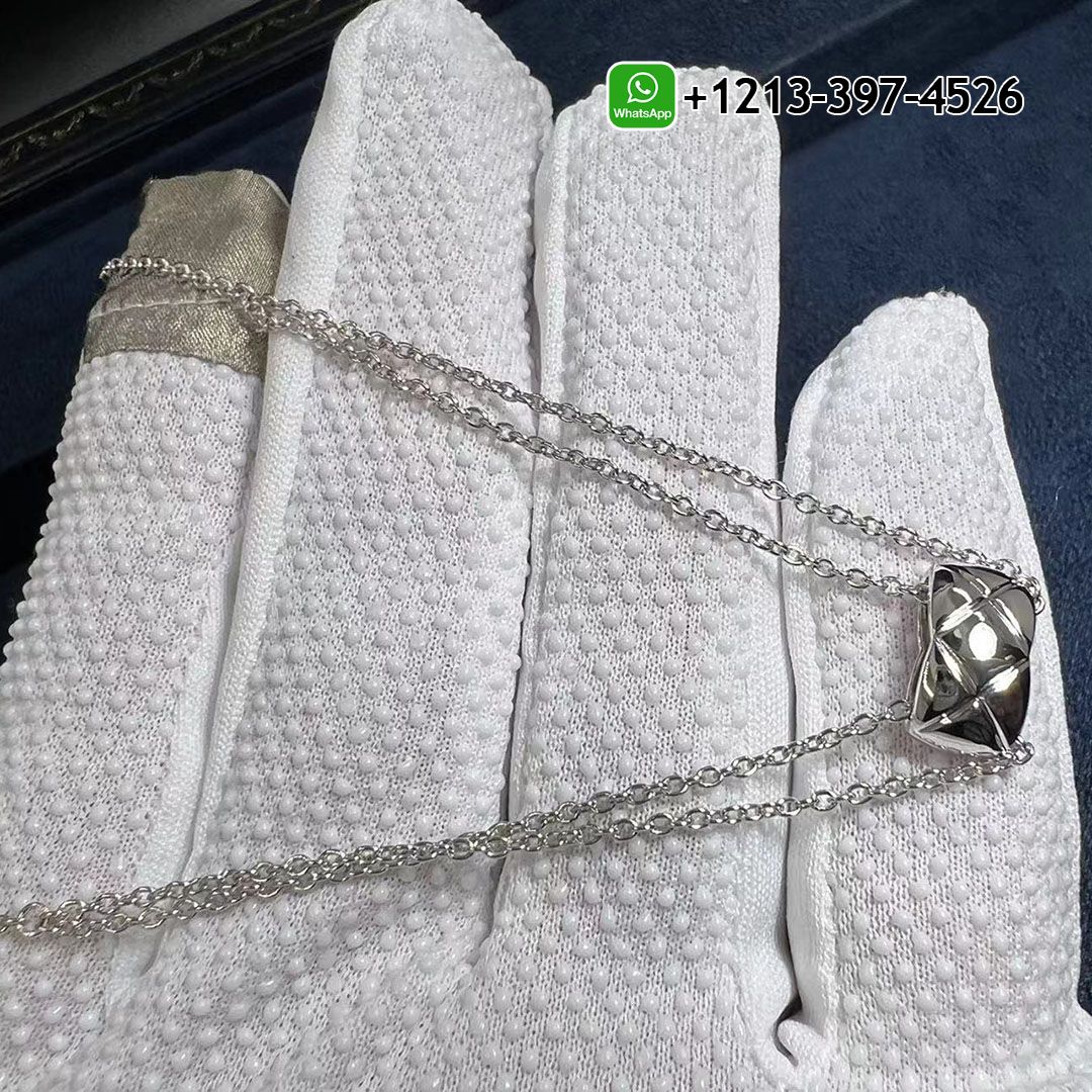 Custom Made 1:1 Best Quality Chanel Coco Crush Necklace Quilted Motif 18k White Gold - High Quality 18k Gold and Diamond Luxury Distinctive Collection Designer Jewelry Customized Factory Price