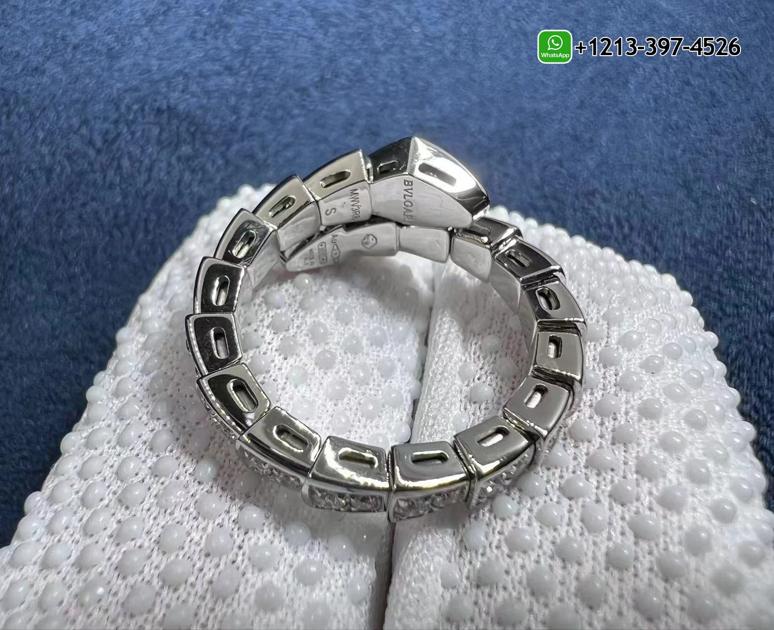 qhzik1tna1i 1:1 Best Quality Cheap Bvlgari Serpenti Viper 18K White Gold Pavé Diamonds Wrap Ring - High Quality 18k Gold and Diamond Luxury Distinctive Collection Designer Jewelry Customized Factory Price - Image 2