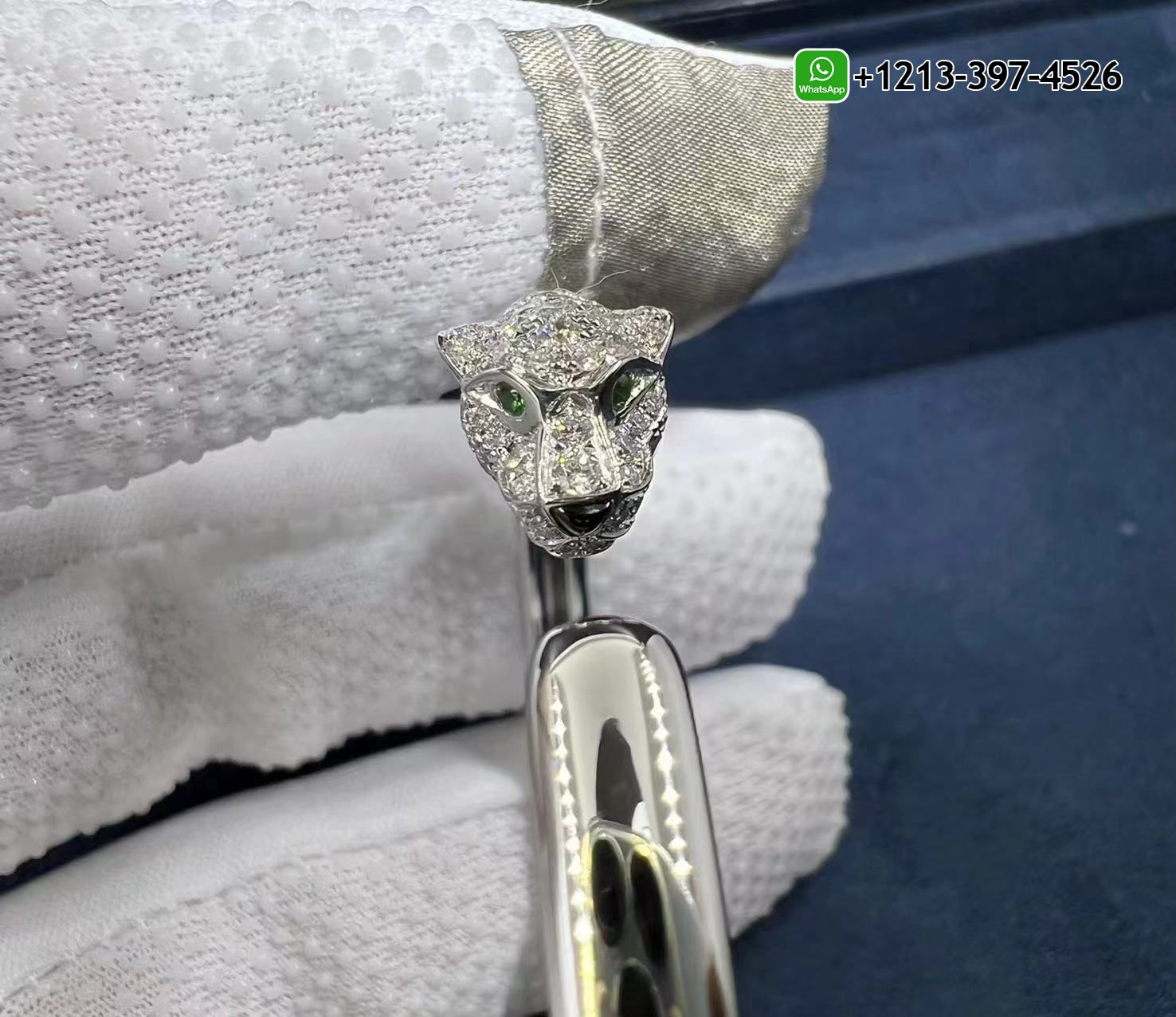 qlmcpwnxsb4 Best Sellers 1:1 Quality Cheap Custom Made Panthère de Cartier 18k White Gold Onyx, Emeralds, Half Diamond Paved Bracelet - High Quality 18k Gold and Diamond Luxury Distinctive Collection Designer Jewelry Customized Factory Price - Image 7