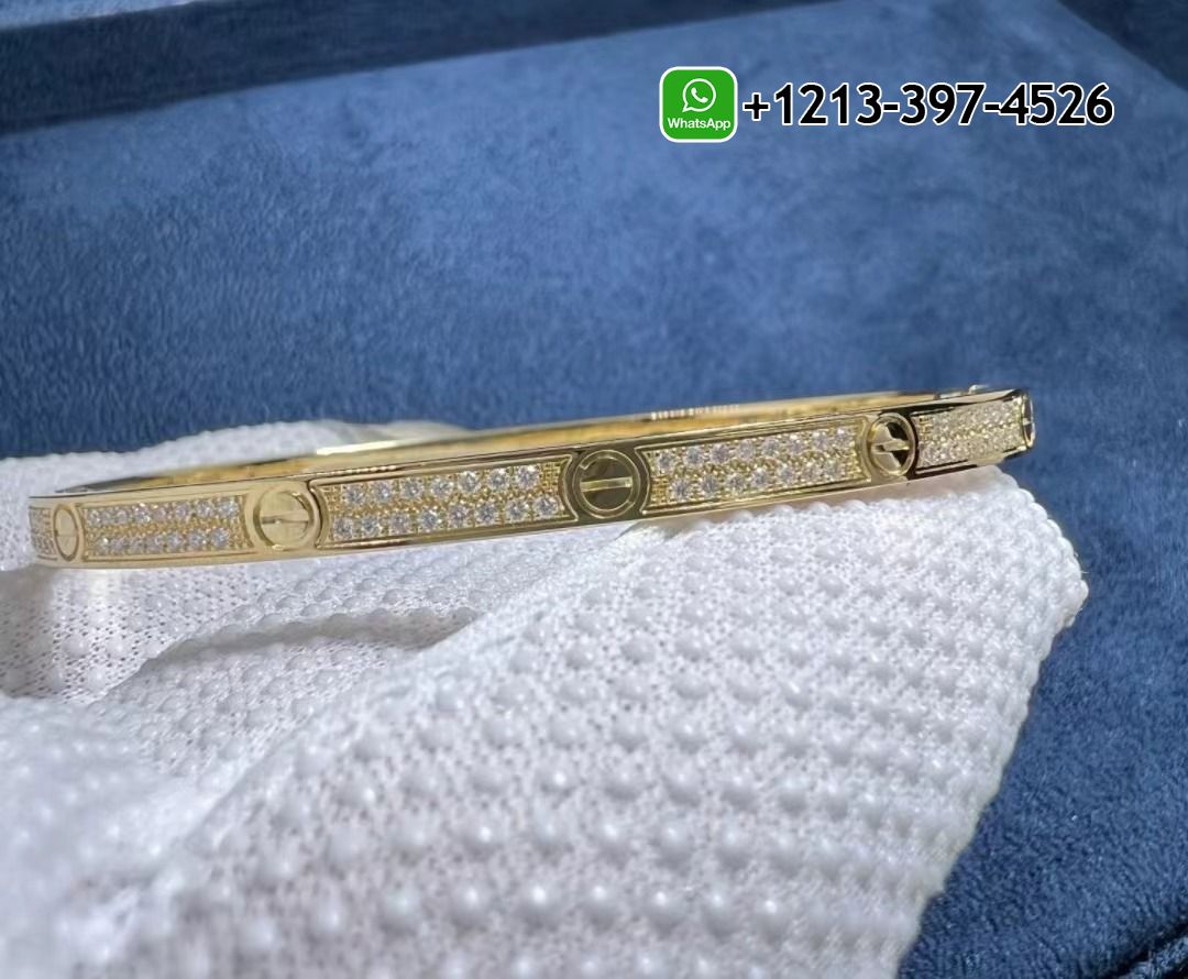 qmgvhfqumdy Custom Made Cartier Love Bracelet Pave Diamond Small Model 18k Yellow Gold - High Quality 18k Gold and Diamond Luxury Distinctive Collection Designer Jewelry Customized Factory Price - Image 9