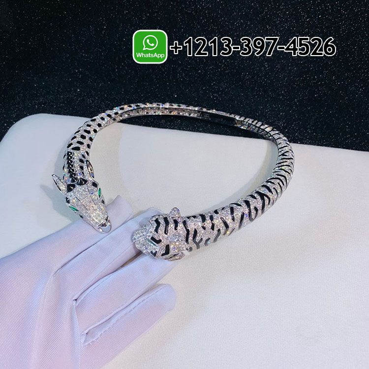 qrzors5fxr4 Best Quality Cartier 18K White Gold Pave Diamonds Onyx Indomptables de Cartier Tiger and Giraffe High Jewelry Necklace - High Quality 18k Gold and Diamond Luxury Distinctive Collection Designer Jewelry Customized Factory Price - Image 6