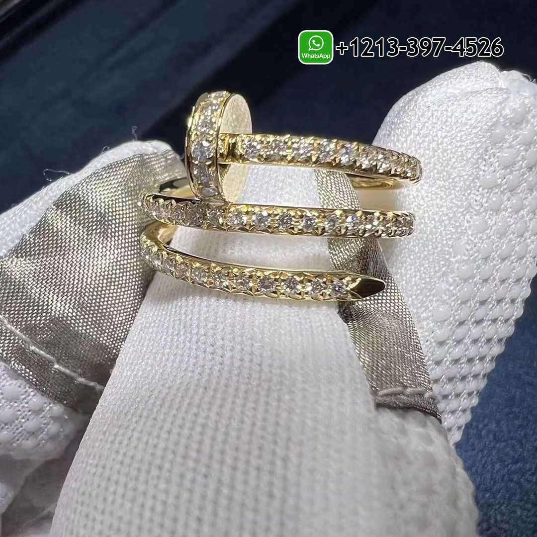 Cheap Cartier Juste un Clou Double Nail 18K Yellow Gold Pavé Diamond Ring Replica - High Quality 18k Gold and Diamond Luxury Distinctive Collection Designer Jewelry Customized Factory Price