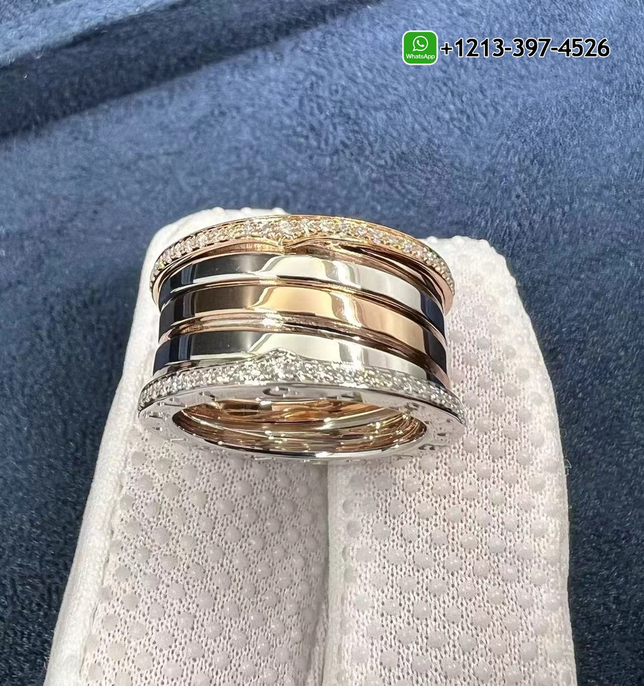 qw3txfckrpf Best Sellers 1:1 Quality Cheap Custom Made Bvlgari B.Zero1 18kt Rose Gold and White Gold With Diamonds Ring - High Quality 18k Gold and Diamond Luxury Distinctive Collection Designer Jewelry Customized Factory Price - Image 3