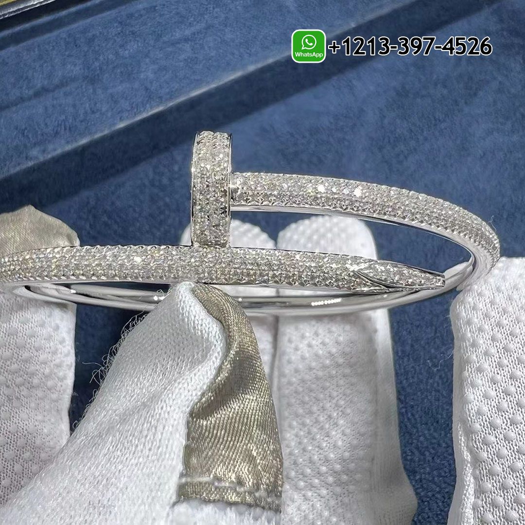 Replica Cartier Juste Un Clou Diamond Paved 18k White Gold Classic Bracelet - High Quality 18k Gold and Diamond Luxury Distinctive Collection Designer Jewelry Customized Factory Price