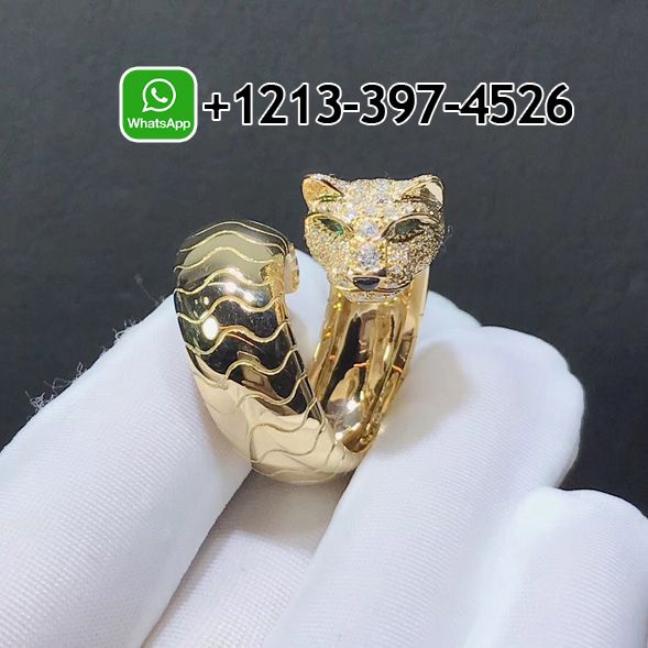 r1lfbfsabuu Custom Made Best Sellers Quality 1:1 Cartier Panther 18k Yellow Gold Diamond Emerald Onyx Band Ring - High Quality 18k Gold and Diamond Luxury Distinctive Collection Designer Jewelry Customized Factory Price - Image 3