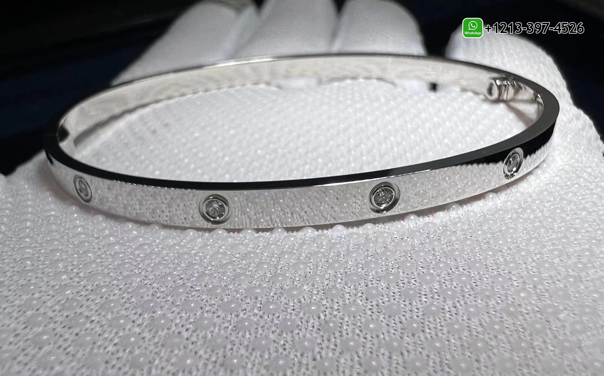 r2ms3zv4q3i Custom Made Cartier Love 18K White Gold 10 Diamond Small Model Bracelet - High Quality 18k Gold and Diamond Luxury Distinctive Collection Designer Jewelry Customized Factory Price - Image 6