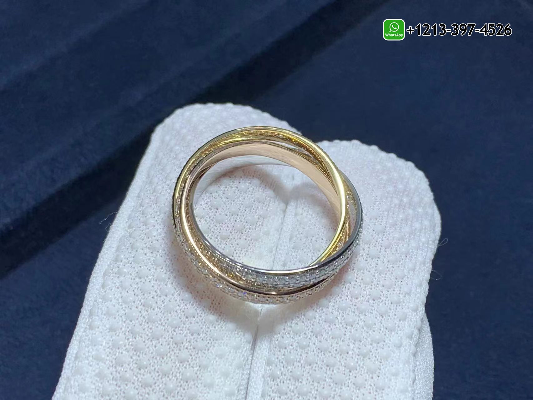 r3l4434jnxe Custom Made Best Quality 1:1 Cheap Classic Cartier 18k White Gold, Yellow Gold, Rose Gold, Diamond Trinity Small Model Ring - High Quality 18k Gold and Diamond Luxury Distinctive Collection Designer Jewelry Customized Factory Price - Image 2