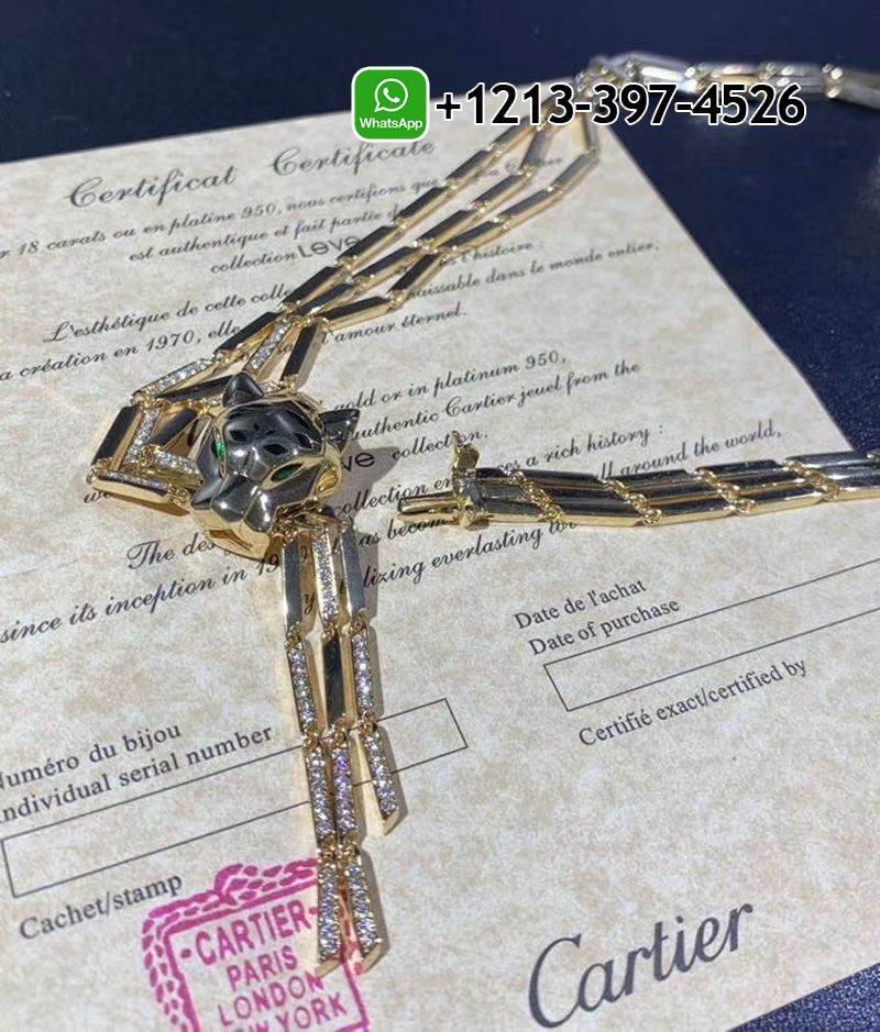 rah4nha41jh Best Sellers 1:1 Quality Cheap Custom Made Cartier Panther 18k Yellow Gold Diamond Peridot Onyx Lacquer Tassel Necklace - High Quality 18k Gold and Diamond Luxury Distinctive Collection Designer Jewelry Customized Factory Price - Image 7