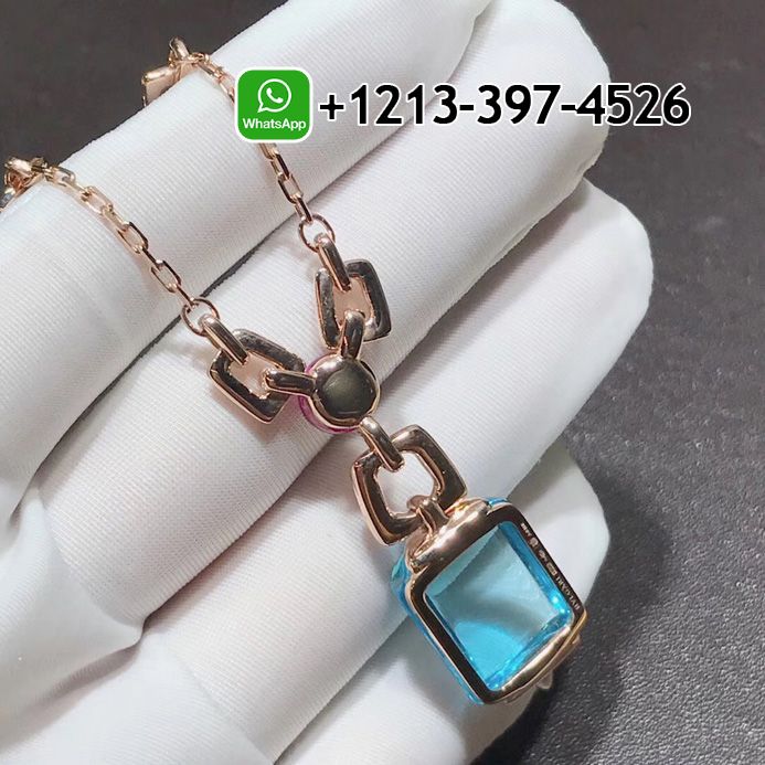 ramd2zza4j4 Bvlgari Mvsa Necklace in 18 Kt Pink Gold with Blue Topaz Rubellite Beads and Diamond - High Quality 18k Gold and Diamond Luxury Distinctive Collection Designer Jewelry Customized Factory Price - Image 4