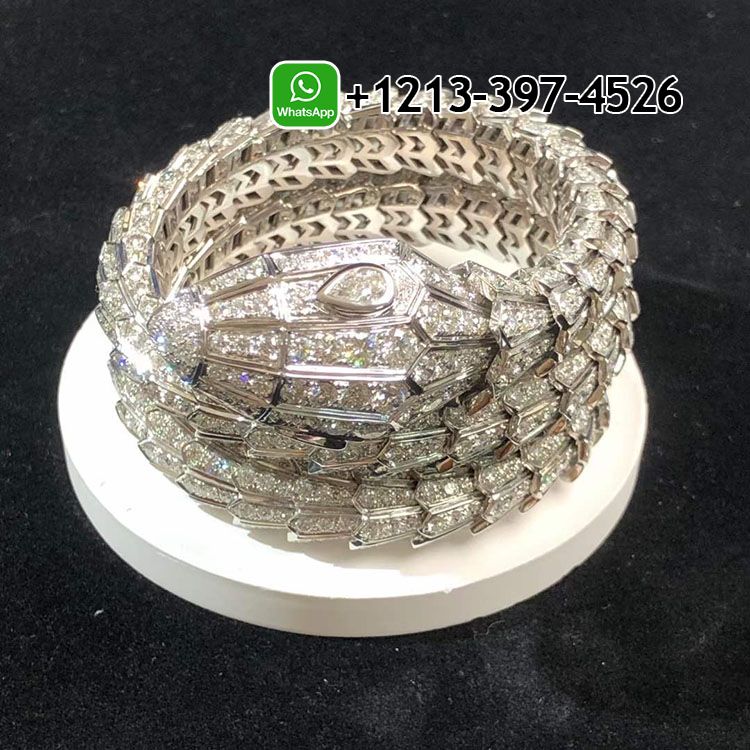rcvqxg4matq Custom Made Best Quality 1:1 Bvlgari Serpenti Full Pave Diamond Triple Wrap Serpenti 18k White Gold Bracelet - High Quality 18k Gold and Diamond Luxury Distinctive Collection Designer Jewelry Customized Factory Price - Image 7