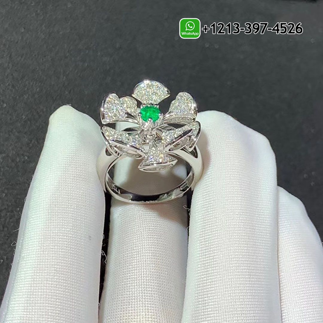 rdrkpwzmik3 Custom Made Best Quality 1:1 Bvlgari 18K White Gold Emerald and Pave Diamonds Diva Dream Ring - High Quality 18k Gold and Diamond Luxury Distinctive Collection Designer Jewelry Customized Factory Price - Image 5