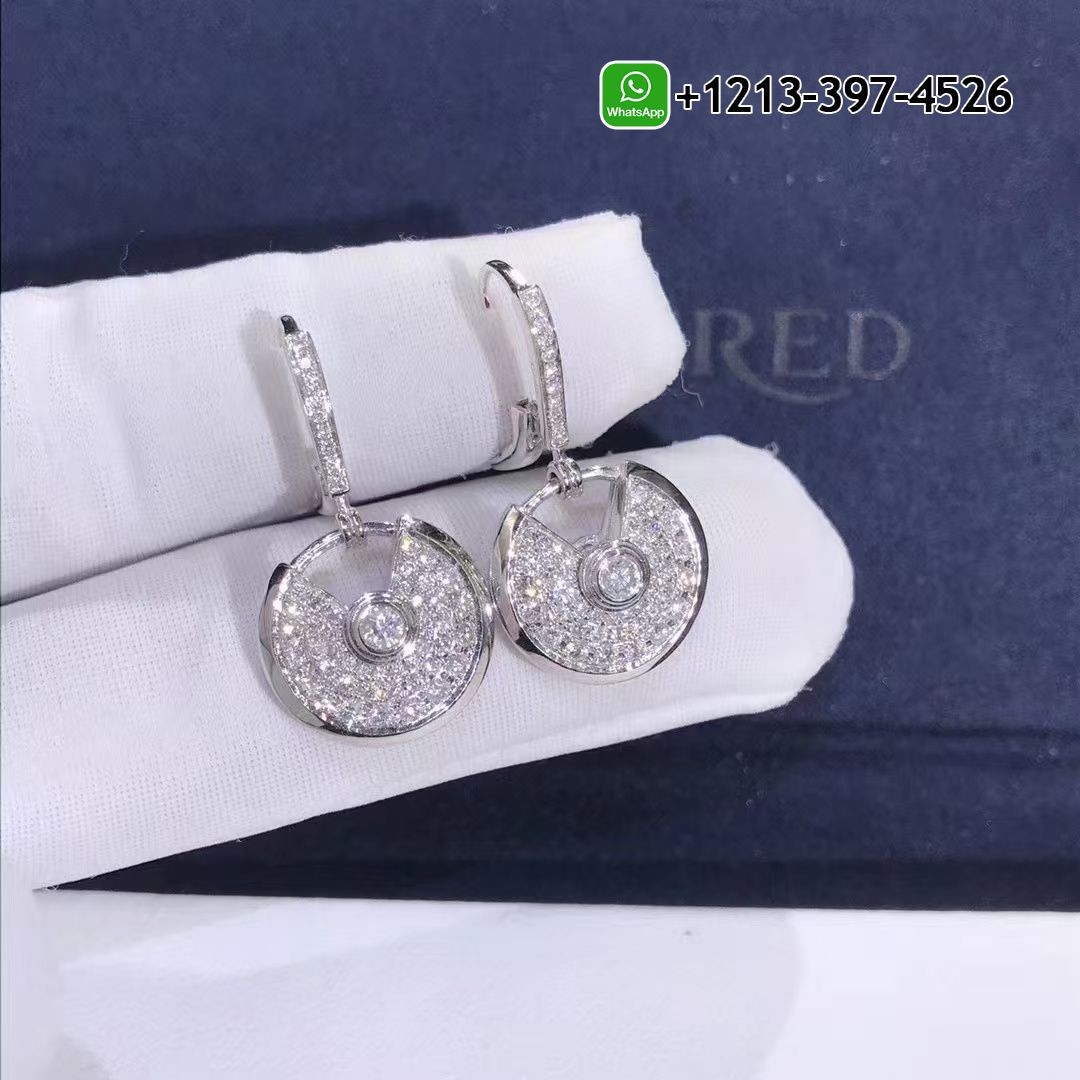 rhropuw0ui0 Custom Made Best Sellers Quality 1:1 Cartier Amulette 18K White Gold and Diamond De Cartier Earrings - High Quality 18k Gold and Diamond Luxury Distinctive Collection Designer Jewelry Customized Factory Price - Image 2