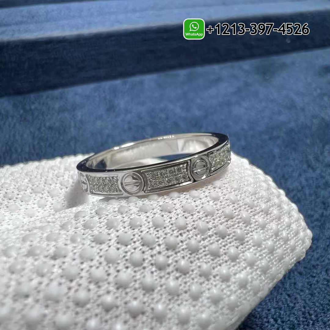 rik35jq0wsy Custom Made Best Sellers Quality 1:1 Cartier LOVE 18k White Gold Diamond-paved 2.6MM Band Small Model Ring - High Quality 18k Gold and Diamond Luxury Distinctive Collection Designer Jewelry Customized Factory Price - Image 2