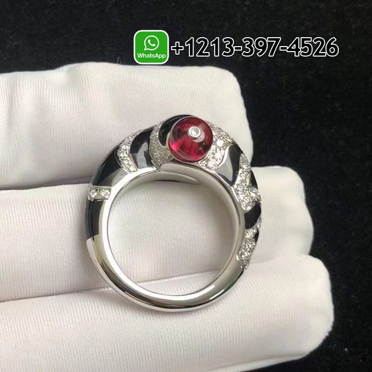 rooraibbgvp Custom Made Best Sellers Quality 1:1 Cartier Beautés du Monde 18k White Gold Diamonds,Rubellite, Onyx High Jewelry Ring - High Quality 18k Gold and Diamond Luxury Distinctive Collection Designer Jewelry Customized Factory Price - Image 3