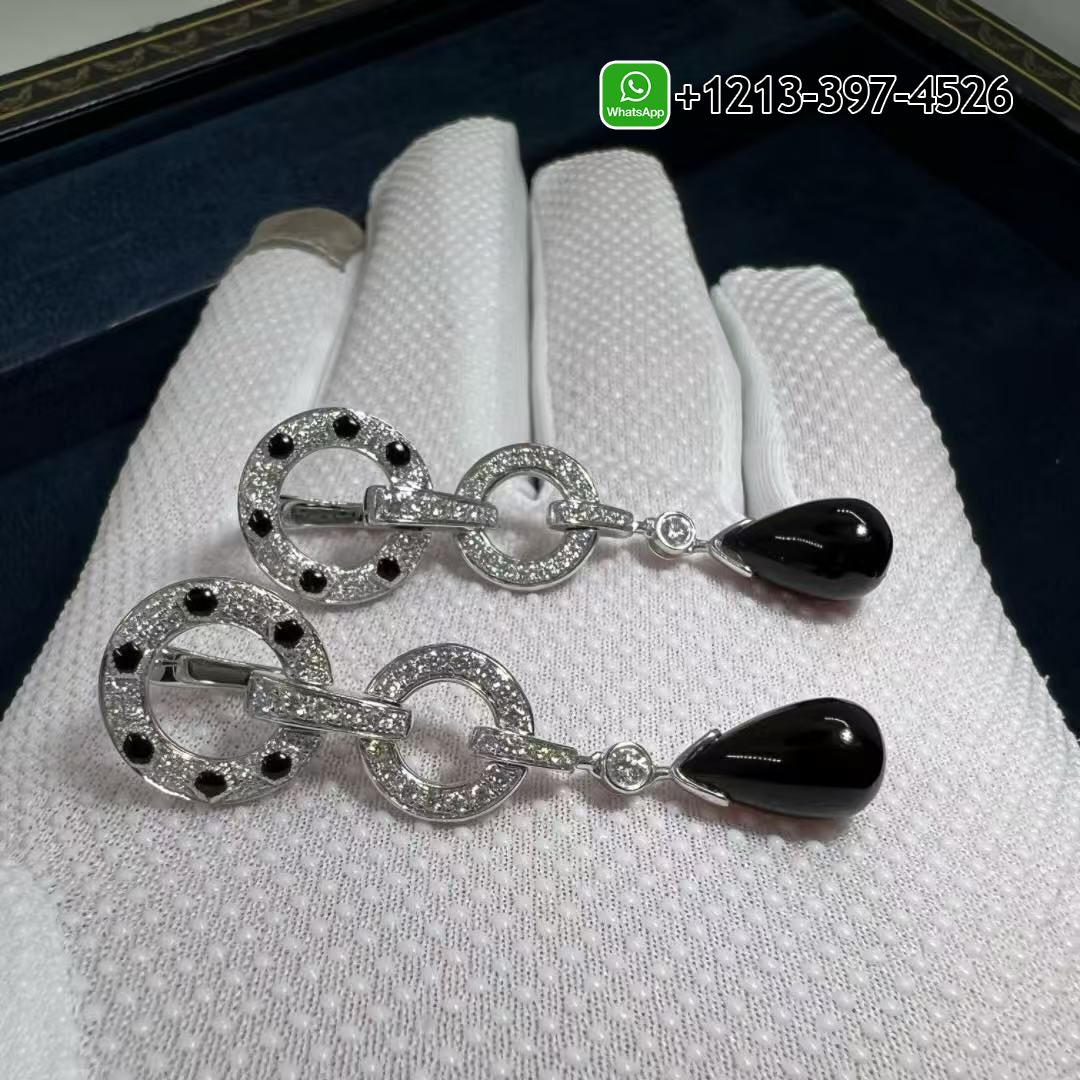 rq4skqy11b5 Custom Made Best Sellers Quality 1:1 Cartier Panthère de Cartier Pave Diamonds Onyx 18k White Gold Drop Earrings - High Quality 18k Gold and Diamond Luxury Distinctive Collection Designer Jewelry Customized Factory Price - Image 8