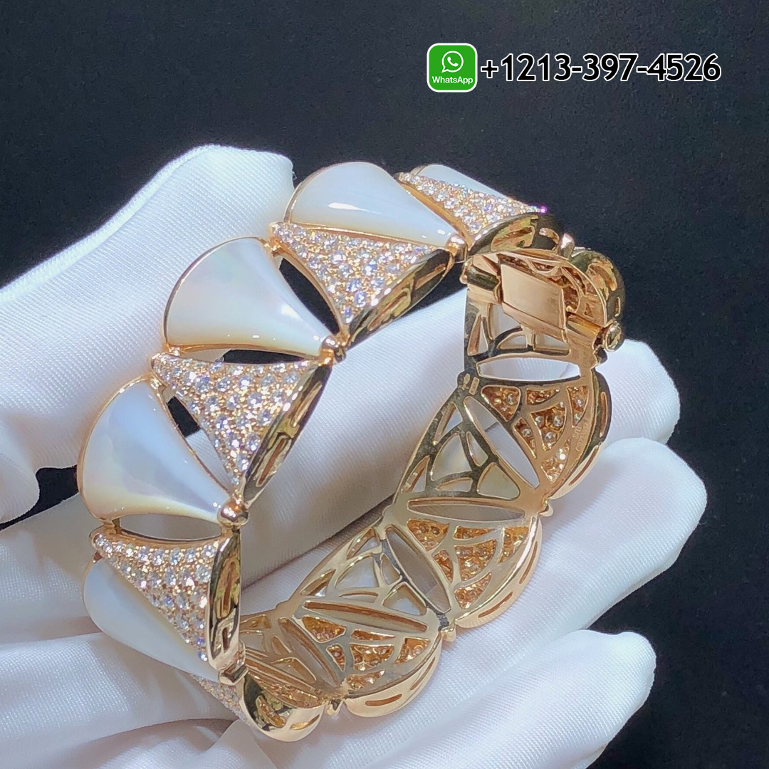 rrxwmojqoge Bvlgari Divas Dream 18k Rose Gold Pave Diamond Mother-of-Pear High Jewelry Bracelet - High Quality 18k Gold and Diamond Luxury Distinctive Collection Designer Jewelry Customized Factory Price - Image 2