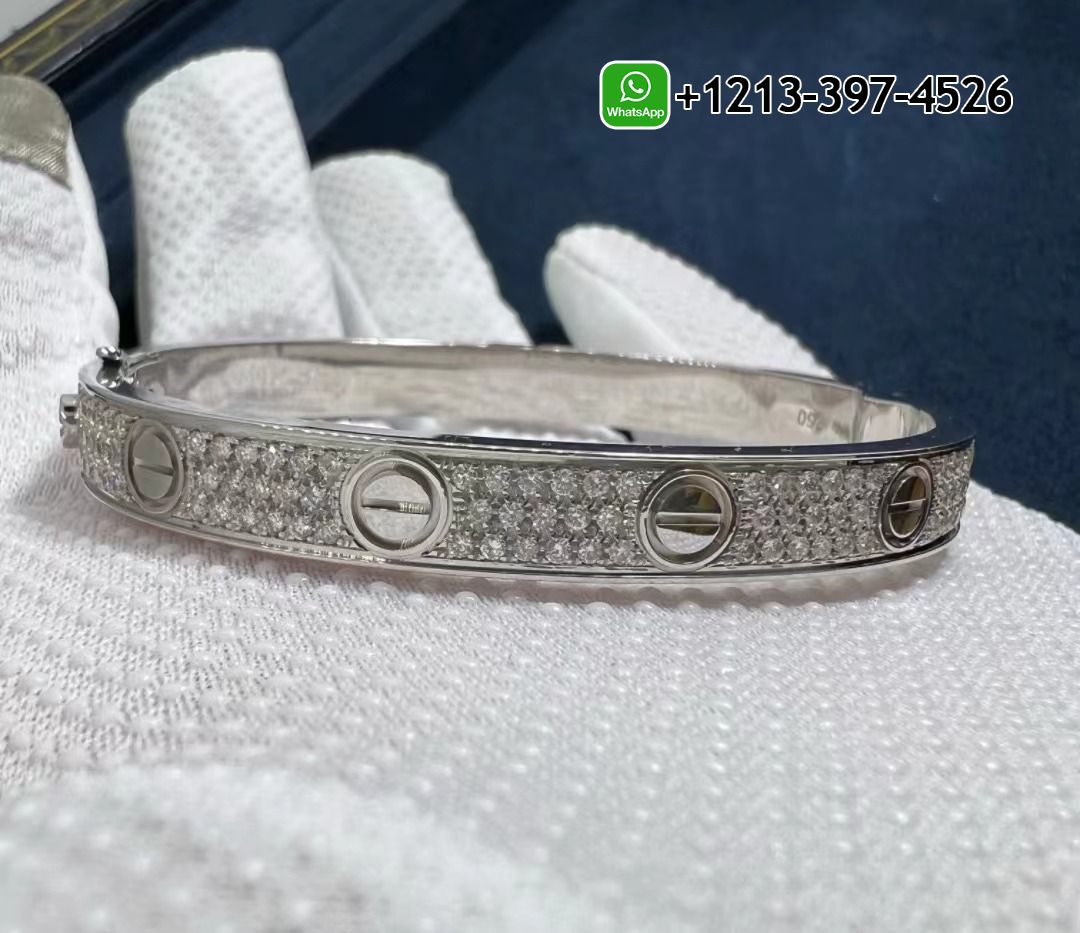 rsn31tzpavi Custom Made Cartier Love Pave Diamond Bracelet 18k White Gold - High Quality 18k Gold and Diamond Luxury Distinctive Collection Designer Jewelry Customized Factory Price - Image 5