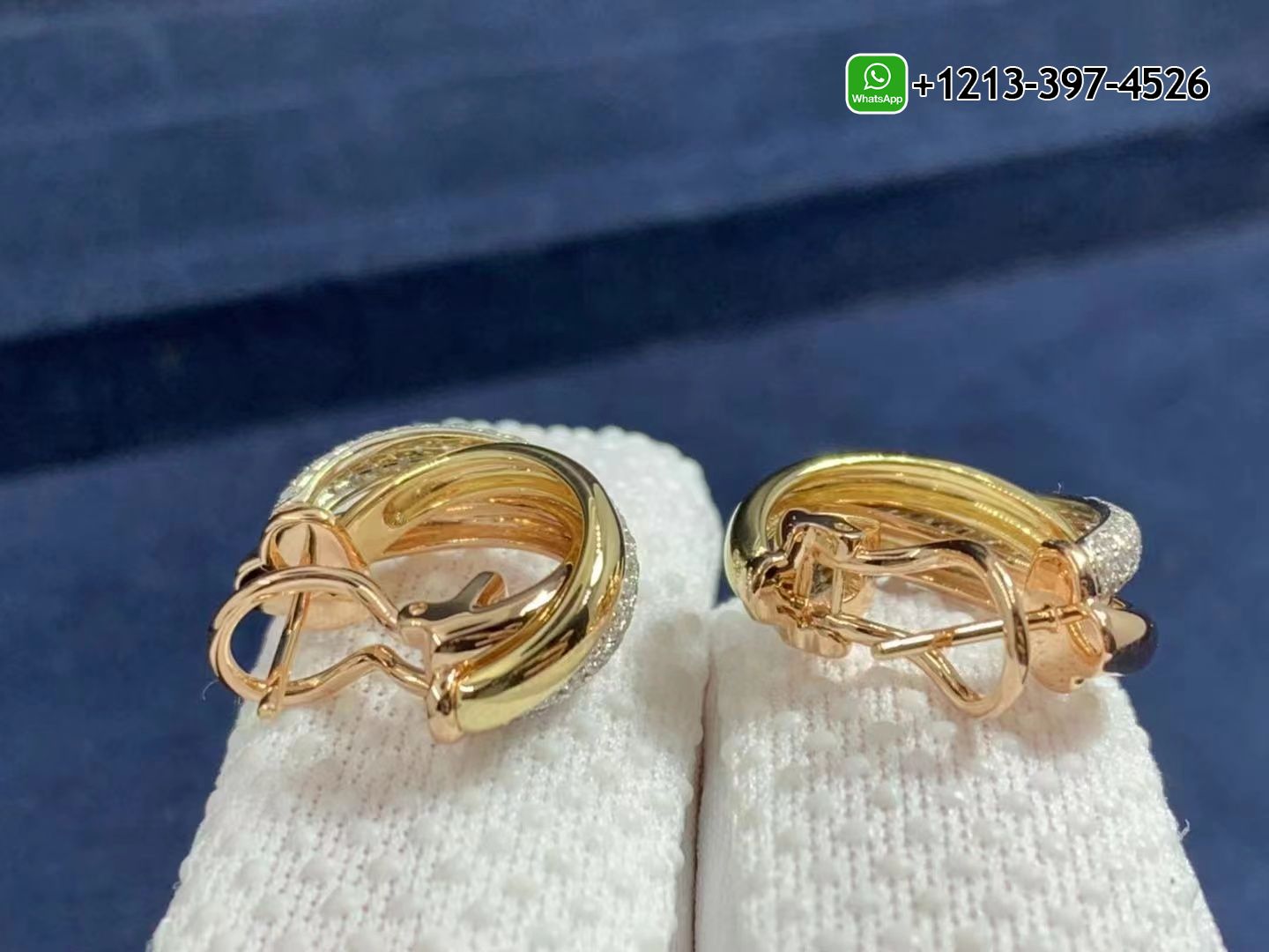 rvwbiadqy2j Custom Made Best Quality 1:1 Cheap Cartier Classic 18k Gold Diamond Trinity Earrings - High Quality 18k Gold and Diamond Luxury Distinctive Collection Designer Jewelry Customized Factory Price - Image 4