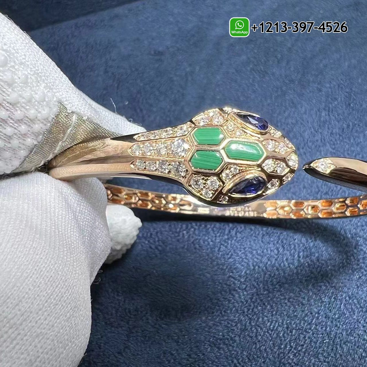 Custom Made Best Sellers Quality 1:1 Copy Bvlgari Serpenti 18k Rose Gold Blue Sapphire, Malachite & Pave Diamond Bracelet - High Quality 18k Gold and Diamond Luxury Distinctive Collection Designer Jewelry Customized Factory Price Rxifkxcwveo