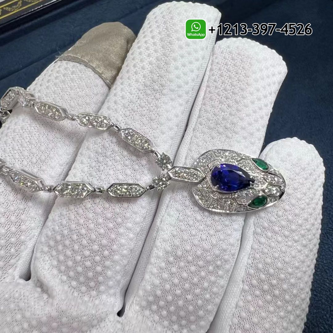 rxm2ozappyq Best Quality Bvlgari 18k White Gold 4.59cttw Diamond And 1.48cttw Sapphire Serpenti Necklace Replica - High Quality 18k Gold and Diamond Luxury Distinctive Collection Designer Jewelry Customized Factory Price