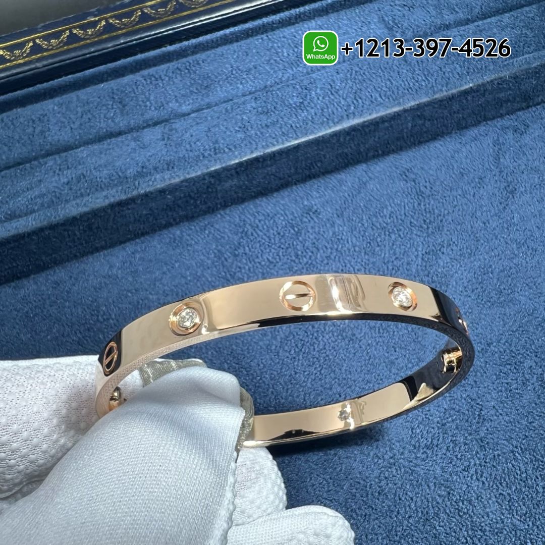 Custom Made Top Quality Cartier 4 Diamonds Love Bracelet 18K Rose Gold - High Quality 18k Gold and Diamond Luxury Distinctive Collection Designer Jewelry Customized Factory Price Rz4mf030b4c