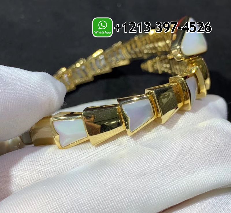 s0ut13ld0w0 Best Sellers 1:1 Quality Cheap Custom Made Bulgari Articulated Bulgari Serpenti Mother of Pearl Bracelet - High Quality 18k Gold and Diamond Luxury Distinctive Collection Designer Jewelry Customized Factory Price - Image 4