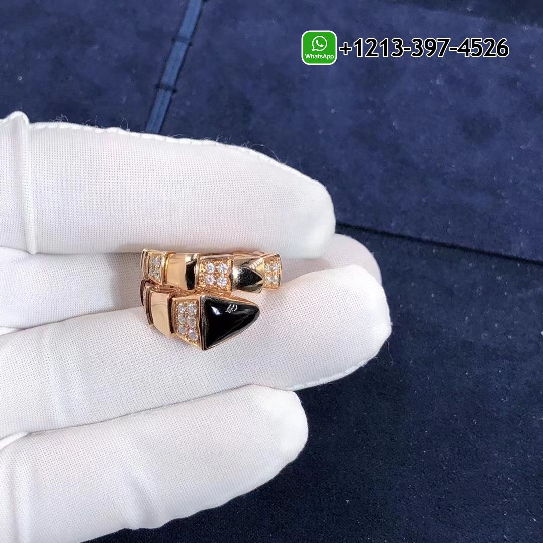 s1dqjkm2qny Custom Made Best Quality 1:1 Bvlgari Serpenti One-coil 18k Gold Set with Black Onyx Elements and Demi Pavé Diamonds Ring - High Quality 18k Gold and Diamond Luxury Distinctive Collection Designer Jewelry Customized Factory Price - Image 3
