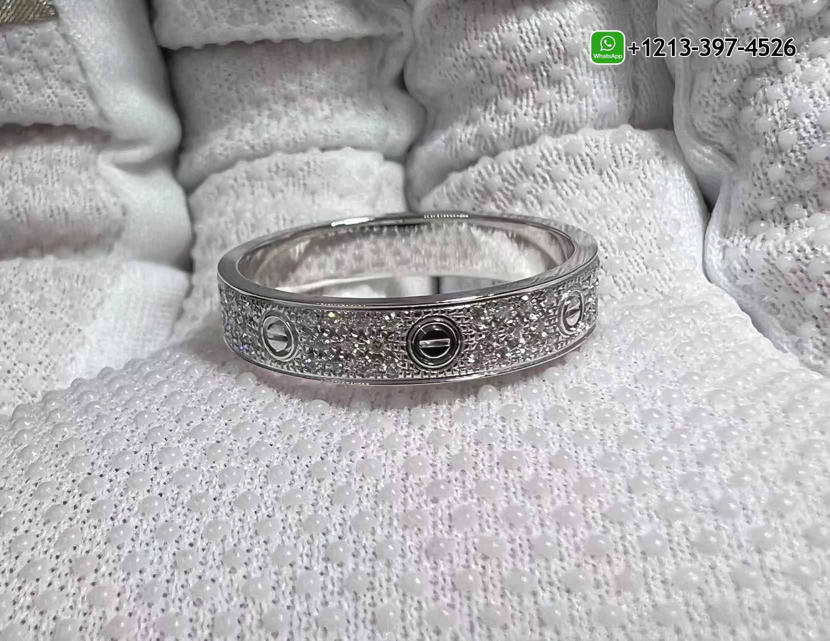 sbjm2zd1n34 Cartier 18K White Gold Diamond Paved 4mm LOVE Wedding Band Ring B4083400 - High Quality 18k Gold and Diamond Luxury Distinctive Collection Designer Jewelry Customized Factory Price - Image 5
