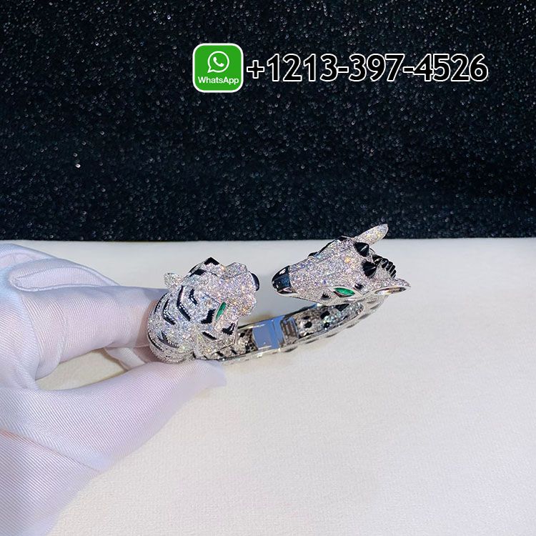 sbqexjcmogz Highest Quality Cartier 18k White Gold Pave Diamonds Onyx Indomptables de Cartier Tiger and Giraffe Bracelet - High Quality 18k Gold and Diamond Luxury Distinctive Collection Designer Jewelry Customized Factory Price - Image 6