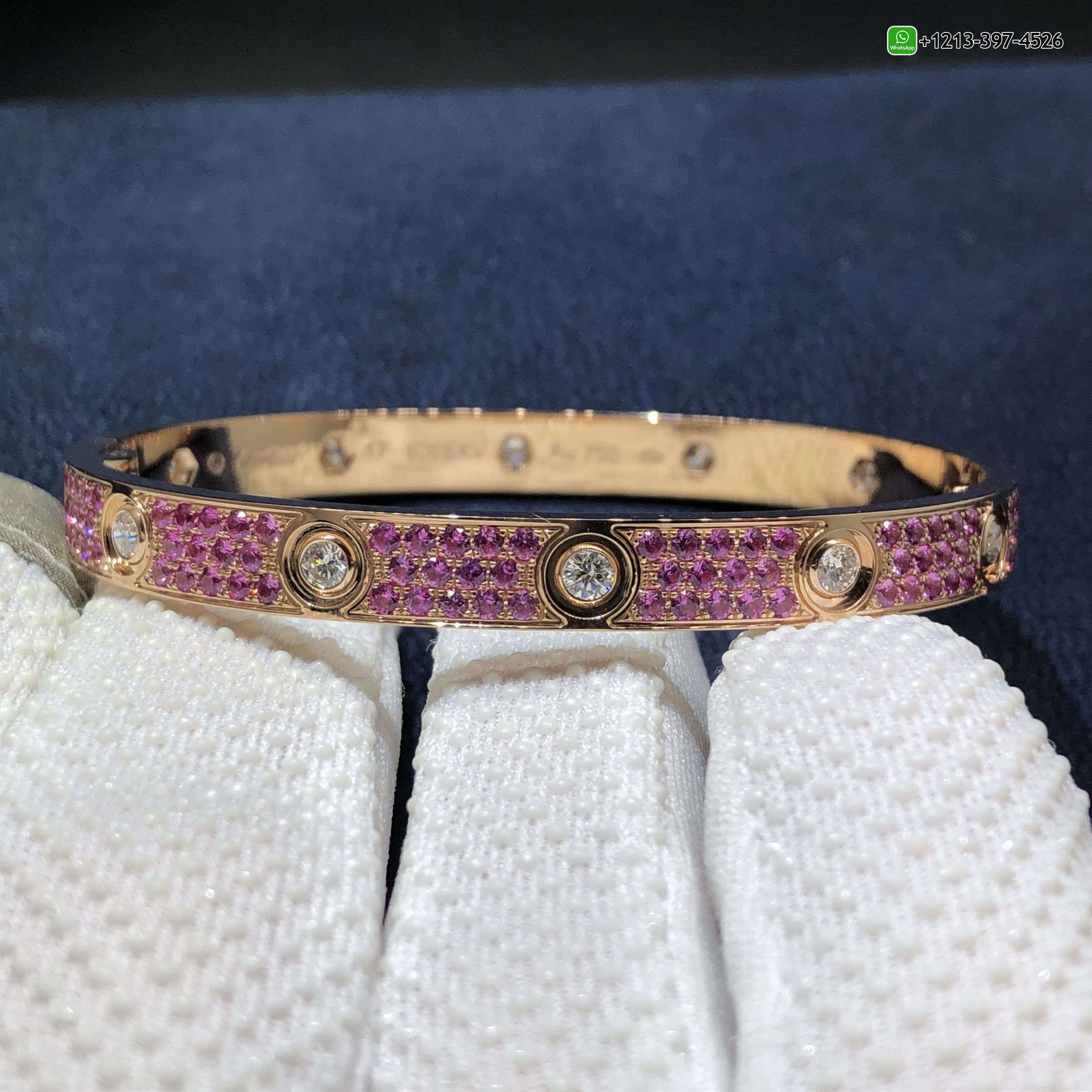 Cartier Love Pink Sapphire Paved and 10 Diamonds Classic Model Single-screw Closure Bracelet 18k Rose Gold - High Quality 18k Gold and Diamond Luxury Distinctive Collection Designer Jewelry Customized Factory Price Sc1fwlrjn1q