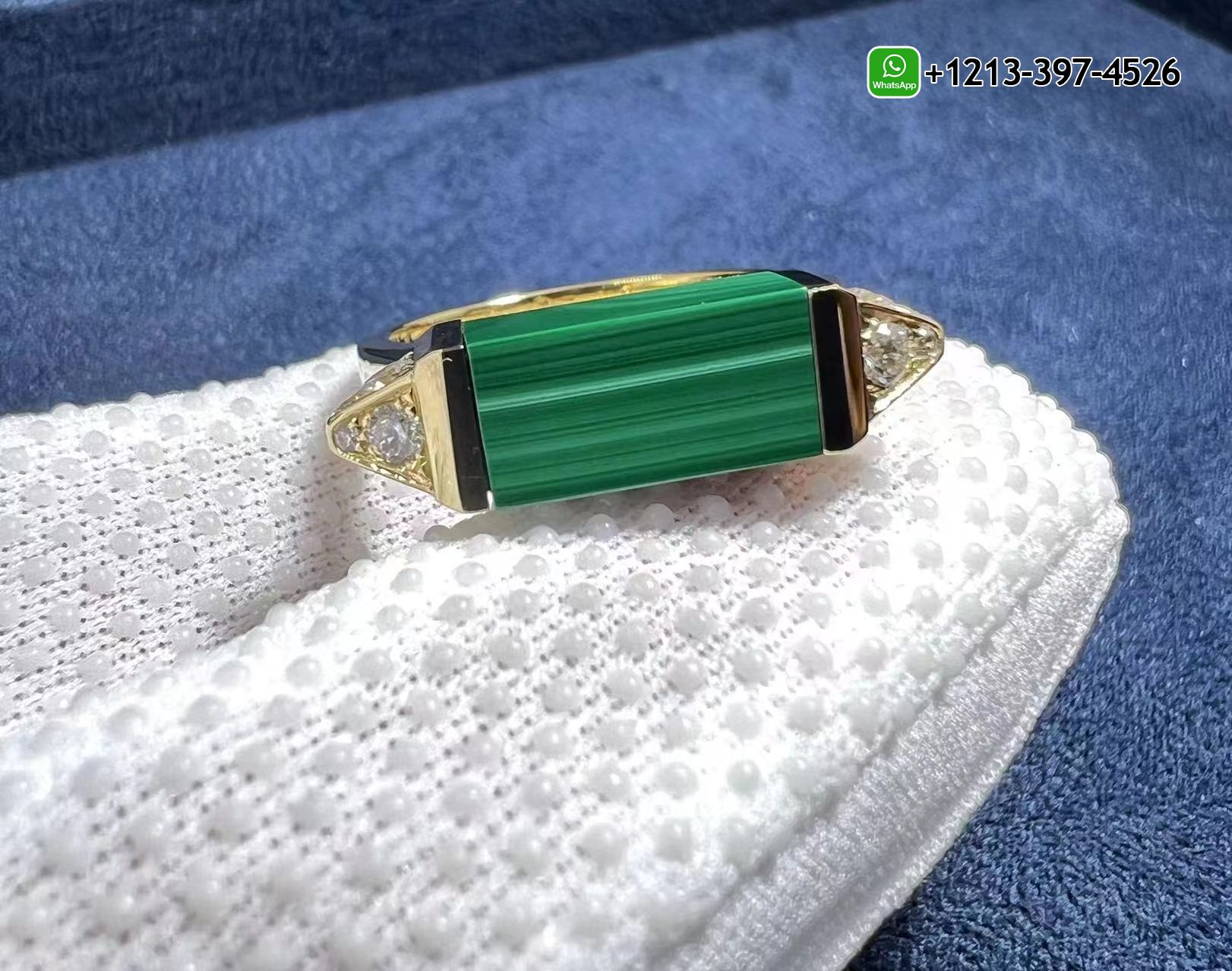 sezhlcmqo0p Best Sellers 1:1 Quality Cheap Custom Made Cartier 18K Yellow Gold Diamond & Malachite Les Berlingots de Cartier Ring - High Quality 18k Gold and Diamond Luxury Distinctive Collection Designer Jewelry Customized Factory Price - Image 4
